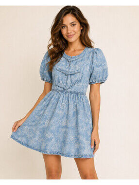 miou muse denim dress | Dresses | Miou Muse Colorblock Button Ladies dresses Size:0/3m How to Match Your xcorpstv 34.5(Hips)Fabric Contents100% Cotton JU3631